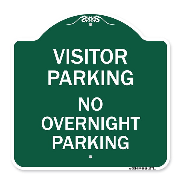 Visitor Parking No Overnight Parking, Green & White Aluminum Sign, 18" x 18", GW-1818-22731